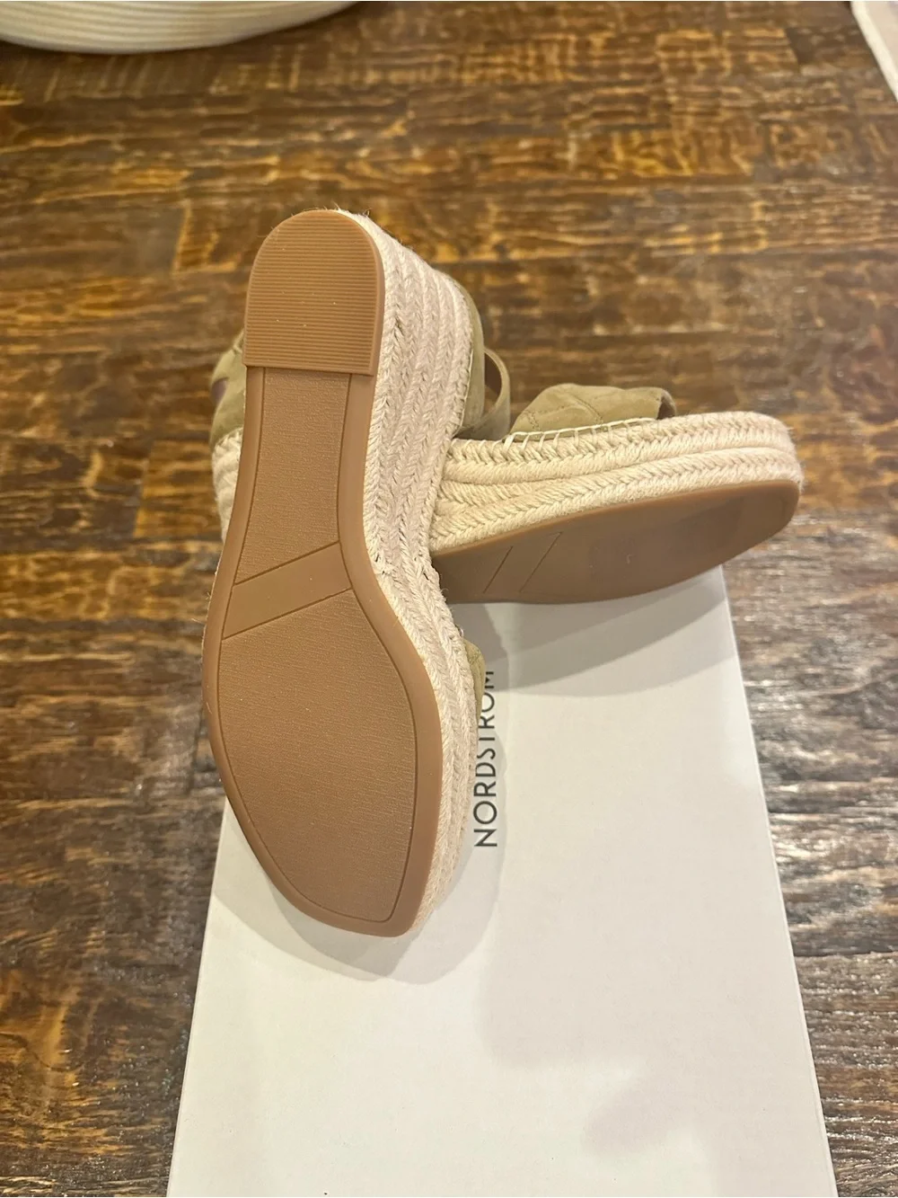 Nordstrom Olive Green Quilted Ankle-Strap Wedge Espadrilles